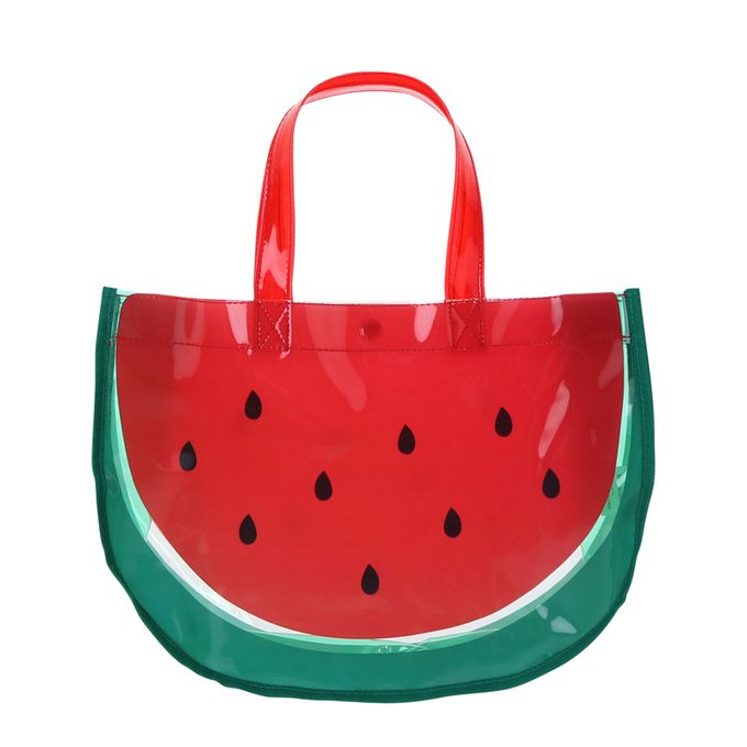 日本 ZOOLAND - 防水PVC手提袋/游泳包-滿版彩花-玫紅 (25x34cm)