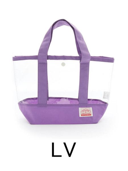 日本 OCEAN&GROUND - 透明PVC防水手提袋-全透明X純色-藍綠 GR (38x26x12cm)