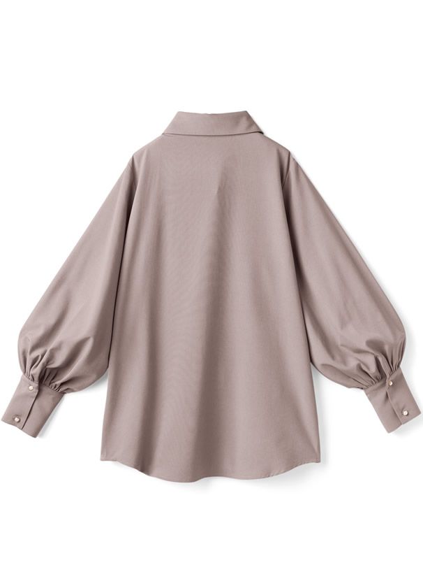 日本 GRL - 光澤感精靈領泡泡袖襯衫-淺米杏