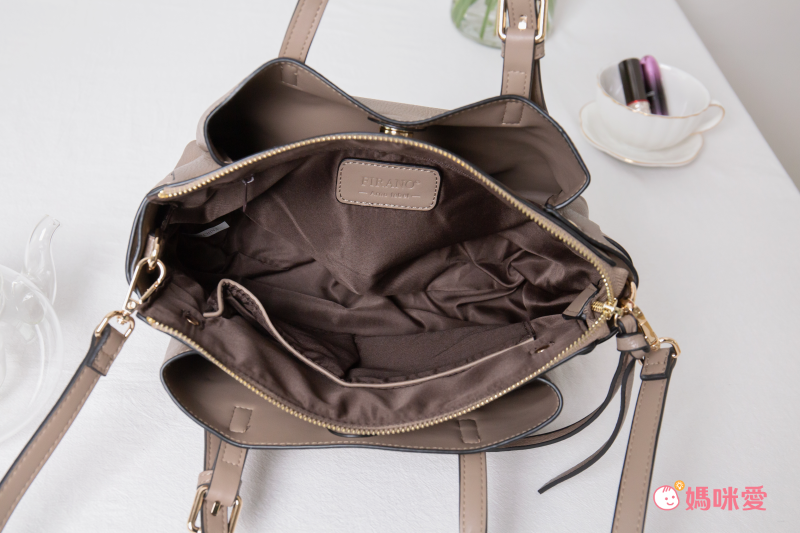 日本 FIRANO - [明星著用款]多夾層2WAY托特包+側背包2件組-焦糖 (34x28x14cm)