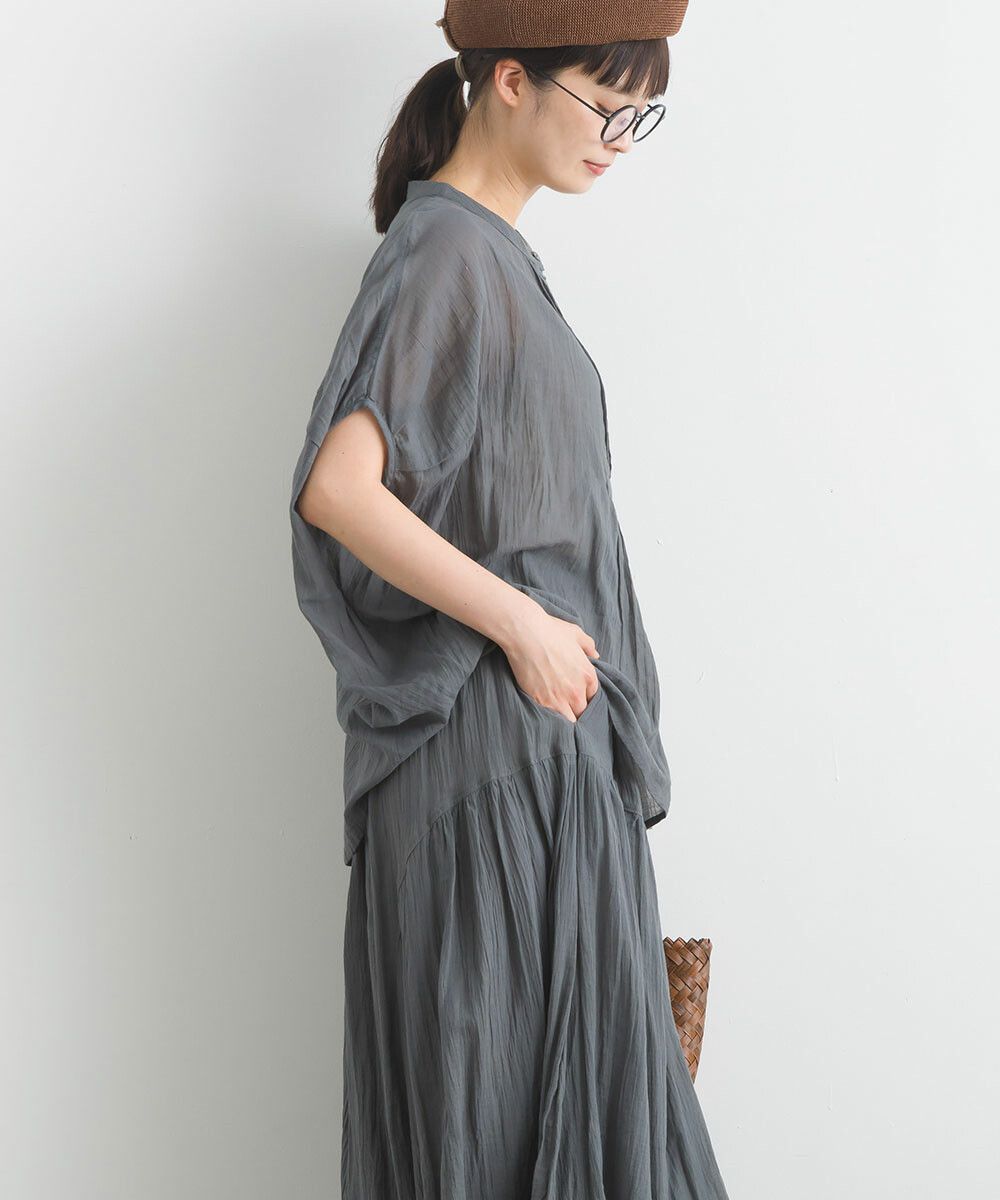 日本女裝代購 - 100%印度棉 空氣感落肩短袖上衣-淺卡其