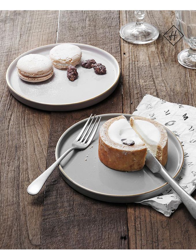 韓國 SSUEIM - LEED系列莫蘭迪陶瓷碗盤餐具14件組(粉+灰)