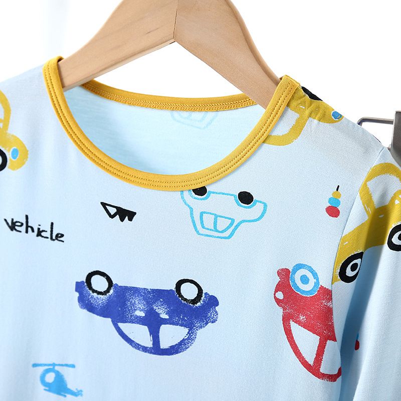 MAMDADKIDS - 透氣七分袖套裝/家居服-車車-白色