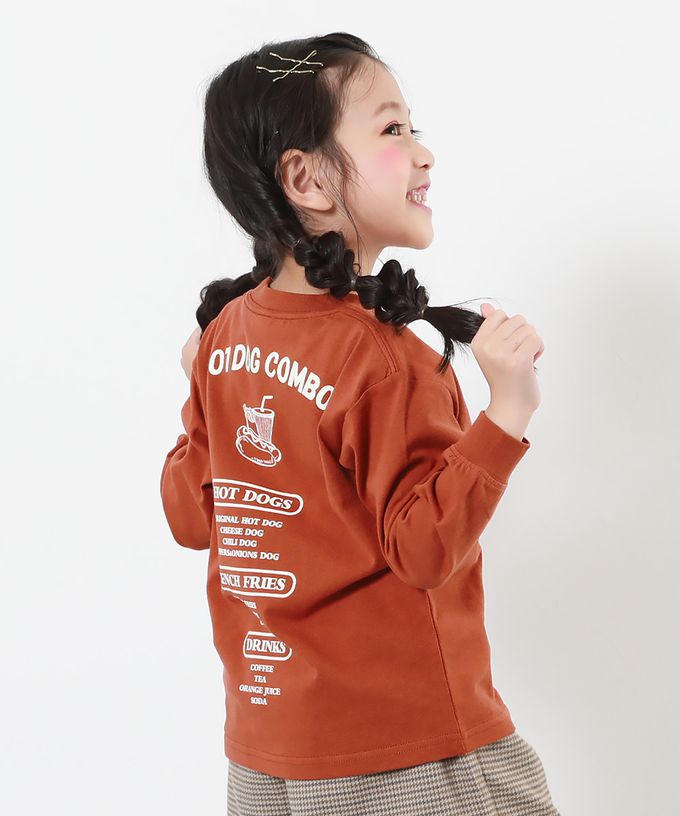 日本 devirock - 100%棉 定番印花長袖上衣-小熊領巾-淺灰