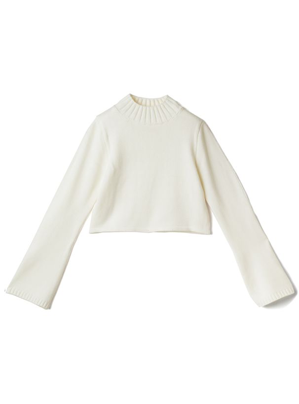 日本 GRL - 微喇叭寬袖針織短版毛衣-暖紅