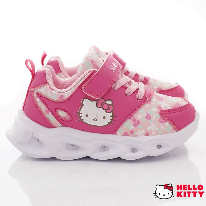 hello kitty 小花電燈炫亮款(中小童段)-休閒鞋-粉