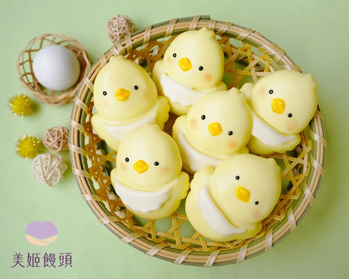 美姬饅頭 - 圍兜兜小雞鮮乳造型饅頭-35g*6顆