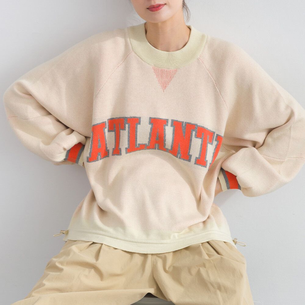 明亮撞色學院風抽繩針織上衣-象牙米