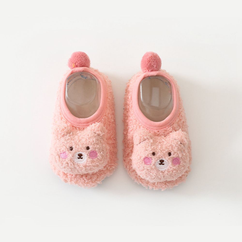 Vanibaby - Vanibaby 防滑嬰兒鞋 學步鞋 絨毛小熊嬰兒鞋-粉色