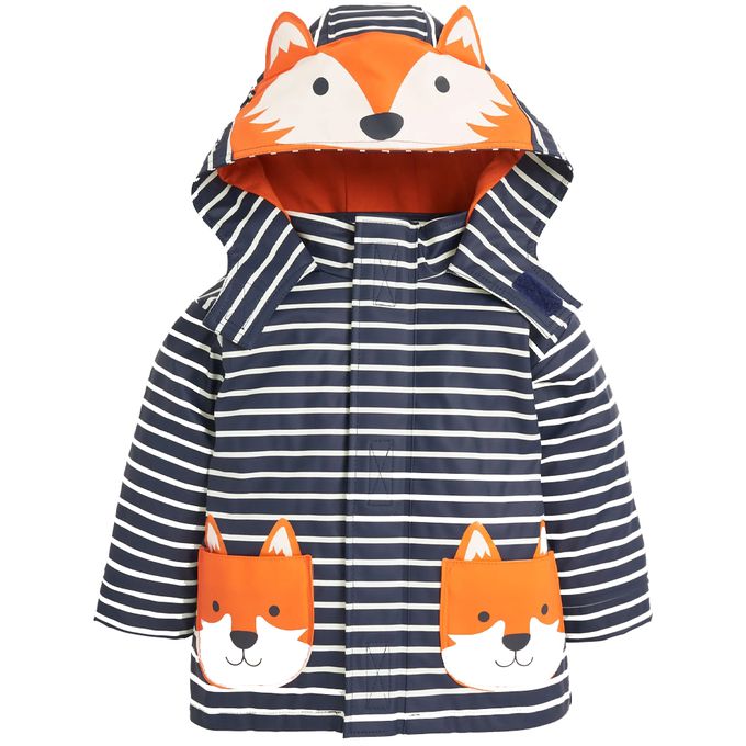 英國 JoJo Maman BeBe - 防風雨水手外套/雨衣-條紋狐狸