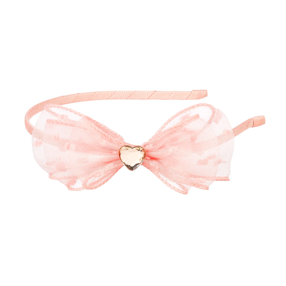粉紗愛心蝴蝶結髮箍