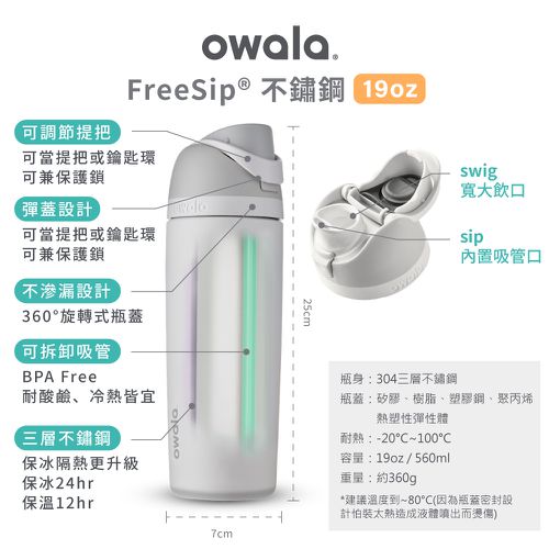 Freesip三層不鏽鋼保溫杯｜專利雙飲口｜-560ml