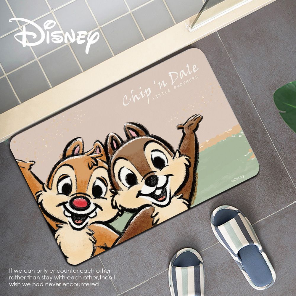 迪士尼 Disney【跳躍奇奇蒂蒂】 珪藻土軟式吸水地墊 浴室地墊 腳踏墊 吸水墊60X40X0.5cm