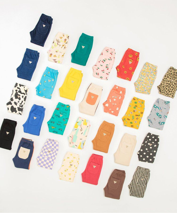 日本 BREEZE - 休閒百搭鬆緊長褲(9分丈)-碎花-淺鵝黃