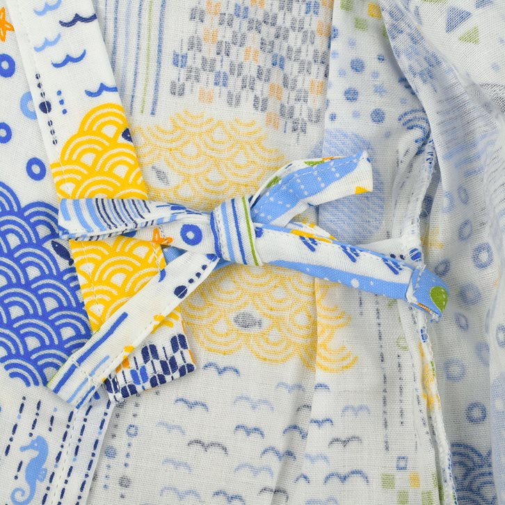 akachan honpo - 兩件式甚平-海-米白色