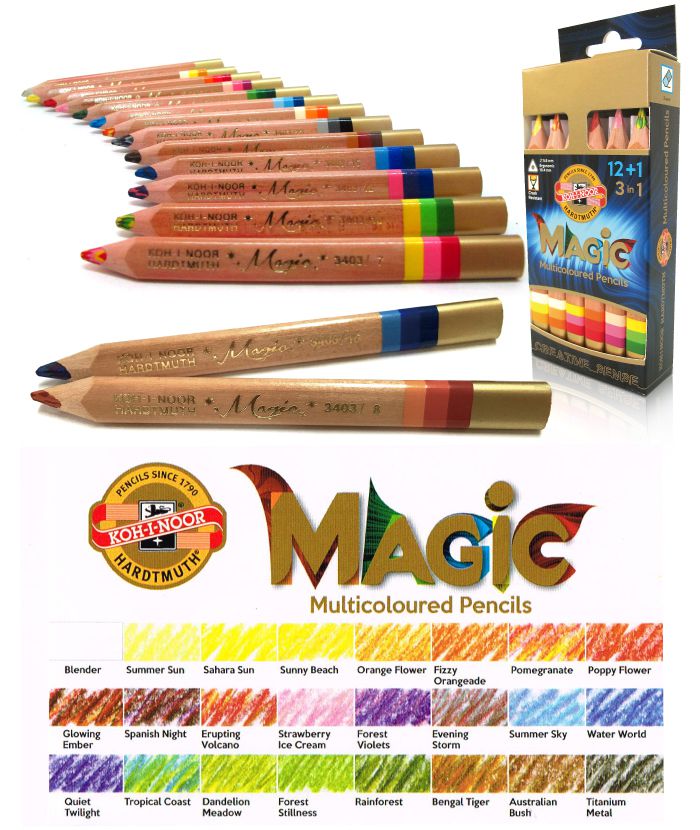 光之山Koh-i-noor - 12+1三角彩虹魔術色鉛筆-12色+1支推筆