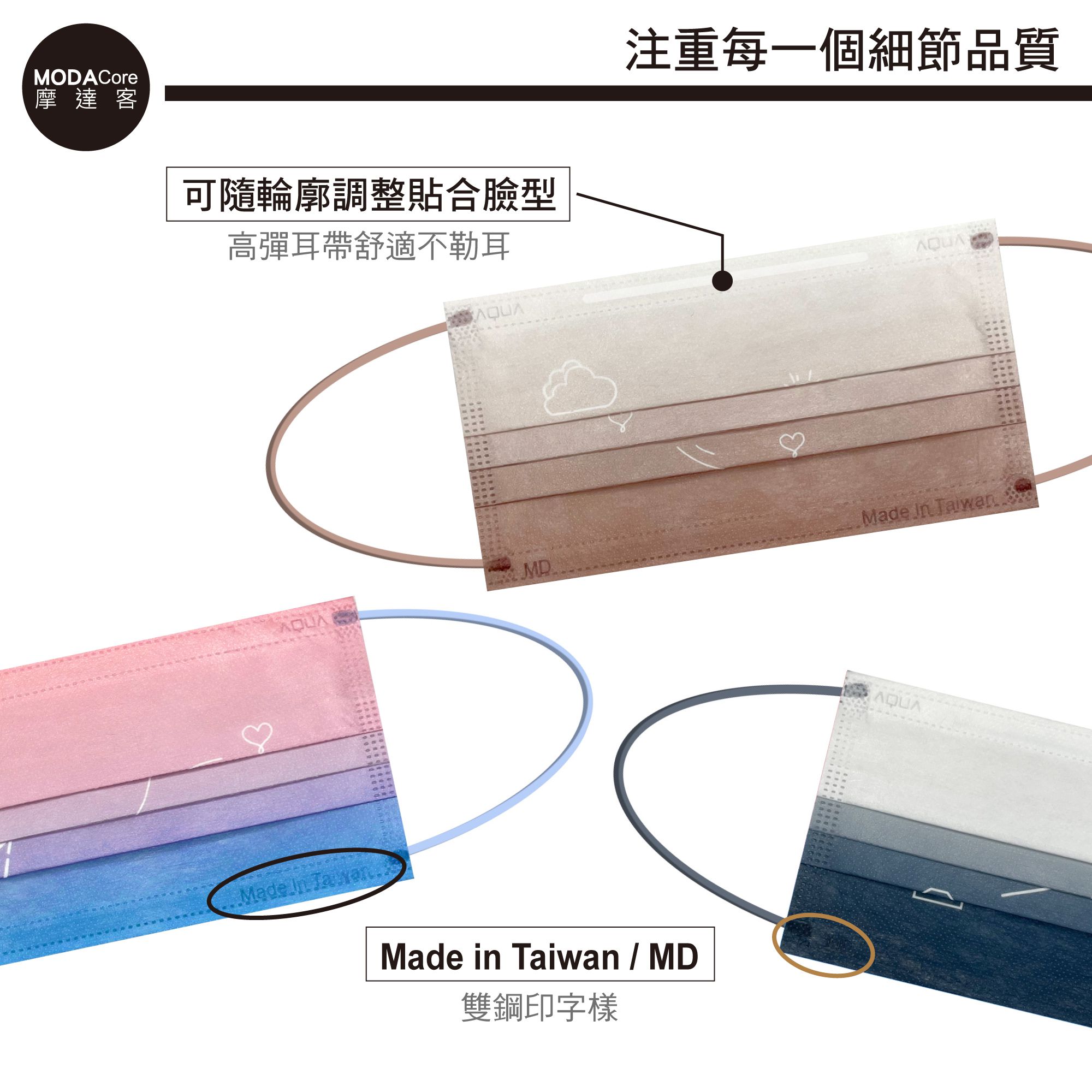 MODACore 摩達客 - 水舞醫用口罩-MIT+MD雙鋼印-遇漸系列-萌芽、盼望、最終章-3盒組(30入/盒)