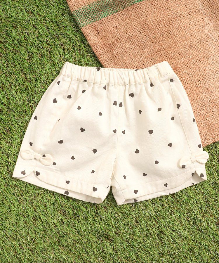 日本 apres les cours - 滿版印花夏天短褲(4分丈)-小花-水藍