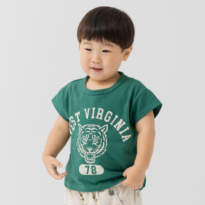 日本 Chil2 - 100%棉 可愛印花短袖上衣-恐龍骨頭-黑