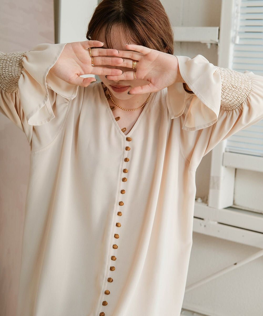 日本 Bab - 歐風垂墜感糖果袖洋裝-薰衣草