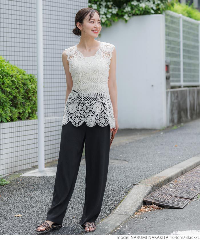 日本 COCA - [可剪裁]  百搭垂墜感彈性修身寬褲-卡其