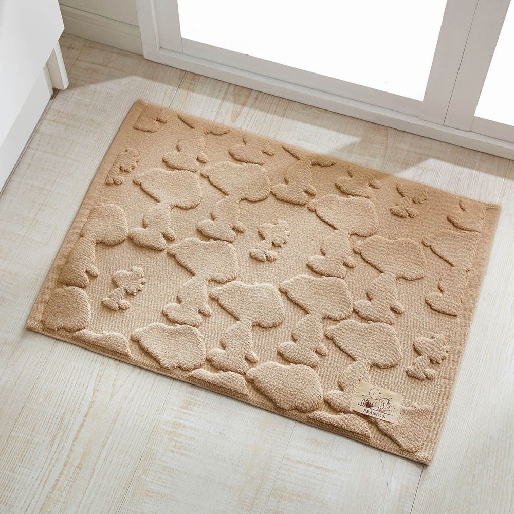 日本千趣會 - 史努比 純棉吸水立體剪影毛巾腳踏墊-史努比與糊塗塔克-沙杏 (43x60cm)