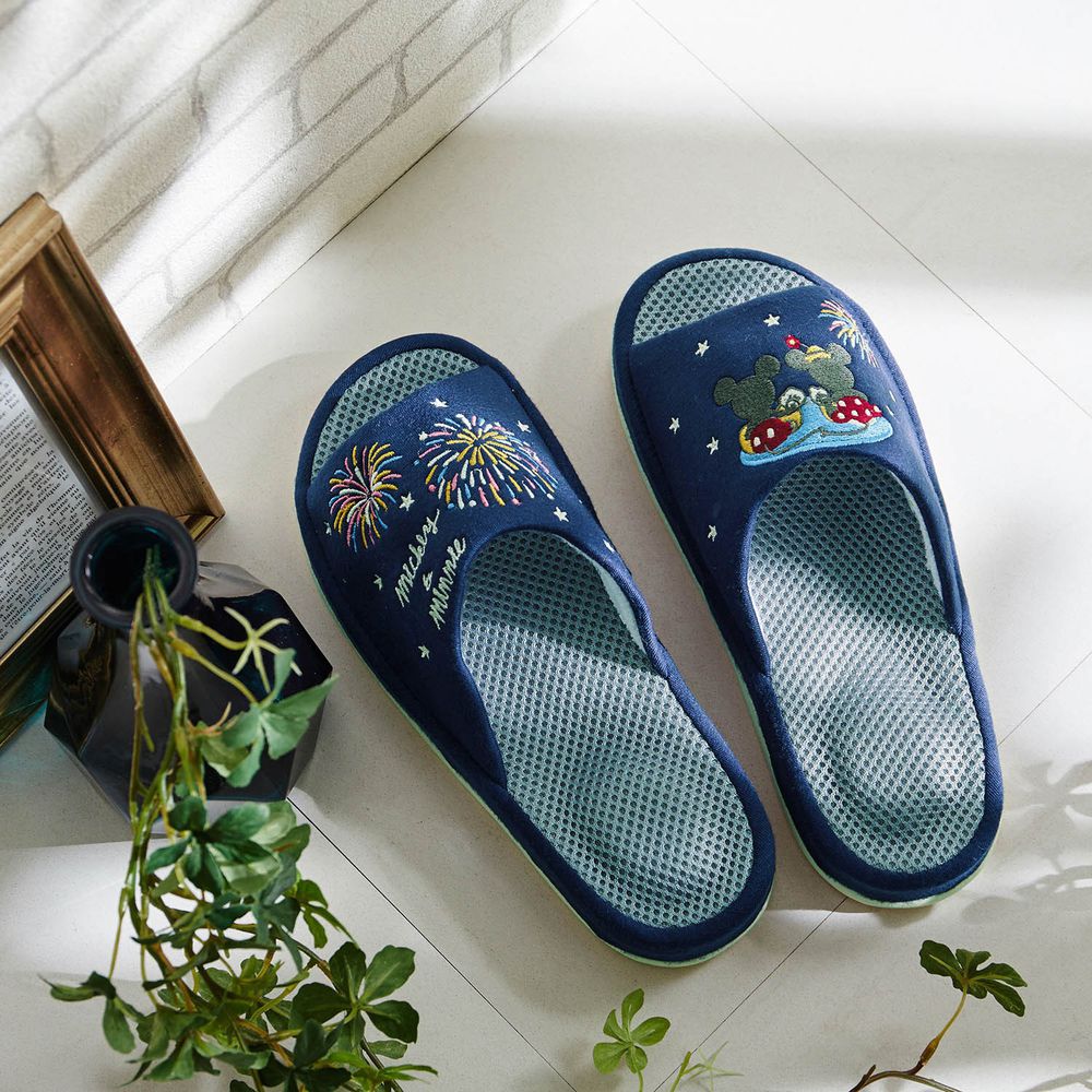 日本千趣會 - 迪士尼 印花透氣室內拖鞋-夏日煙花-深藍