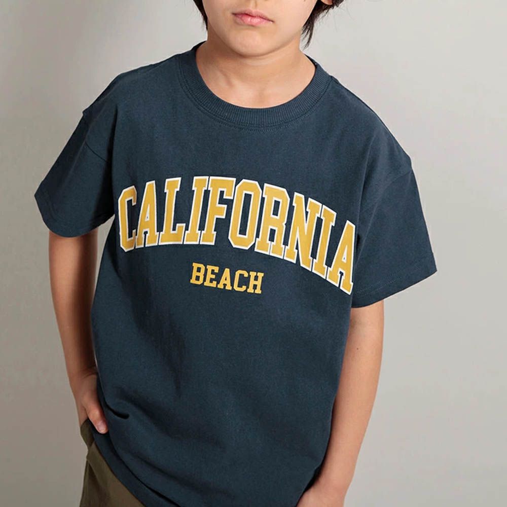 100%棉 街頭印花短袖上衣-CALIFORNIA-海軍藍