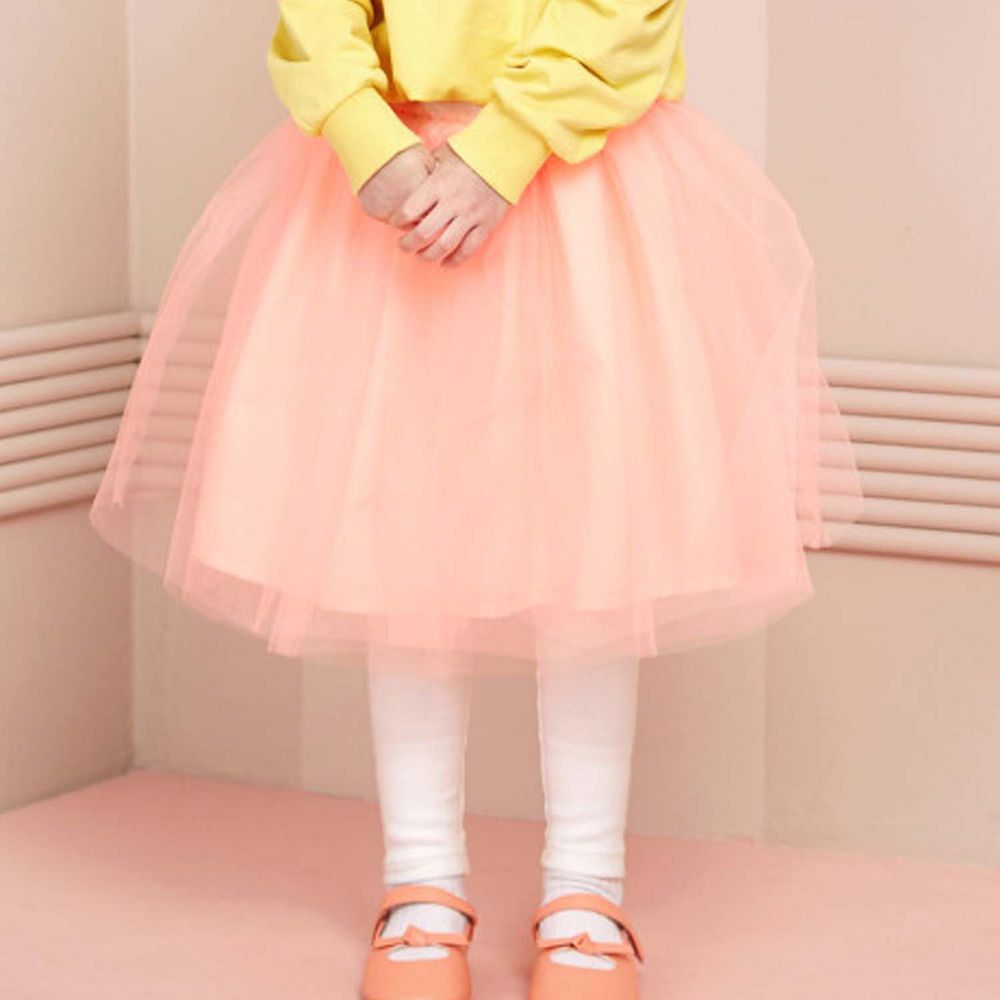 韓國 WALTON kids - 雙層蓬蓬紗褲裙-蜜桃橘