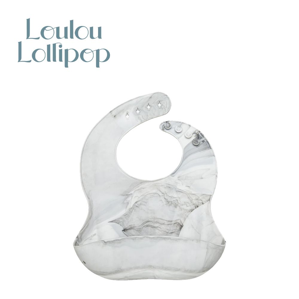 Loulou Lollipop - 寬口立體矽膠防漏圍兜/防水圍兜-簡約大理石 (290x230x75mm)