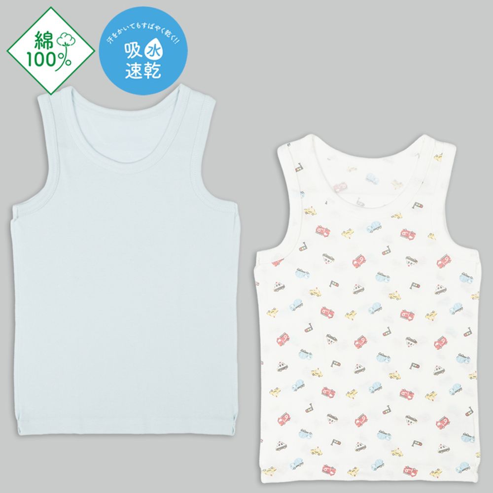坦克背心2件組-汽車-淺藍色