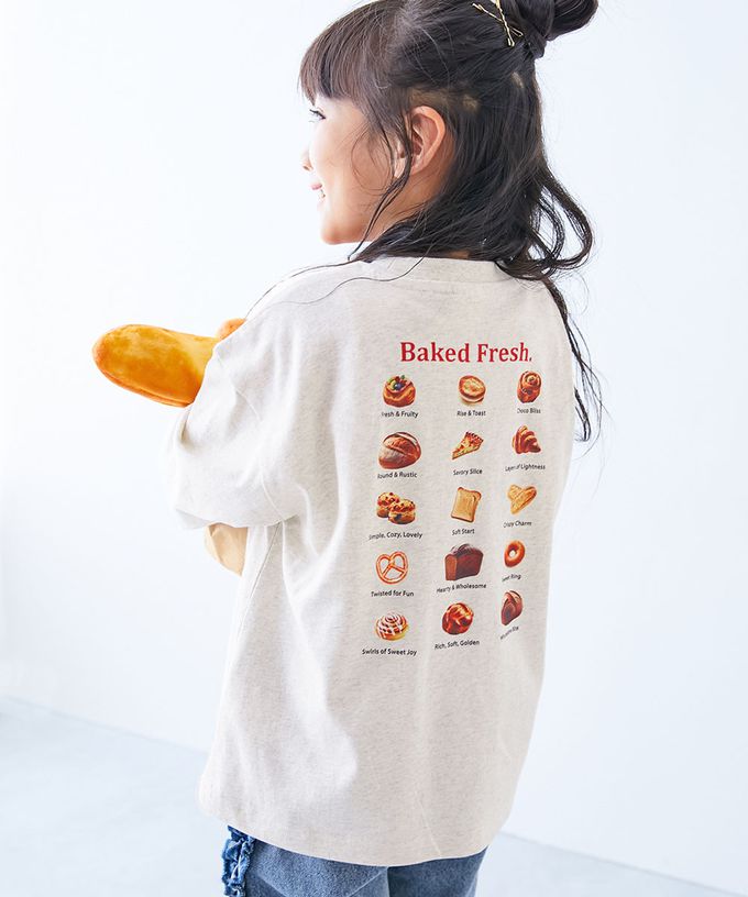 日本 devirock - 100%棉 美味食物長袖上衣-甜蜜鬆餅-燕麥白