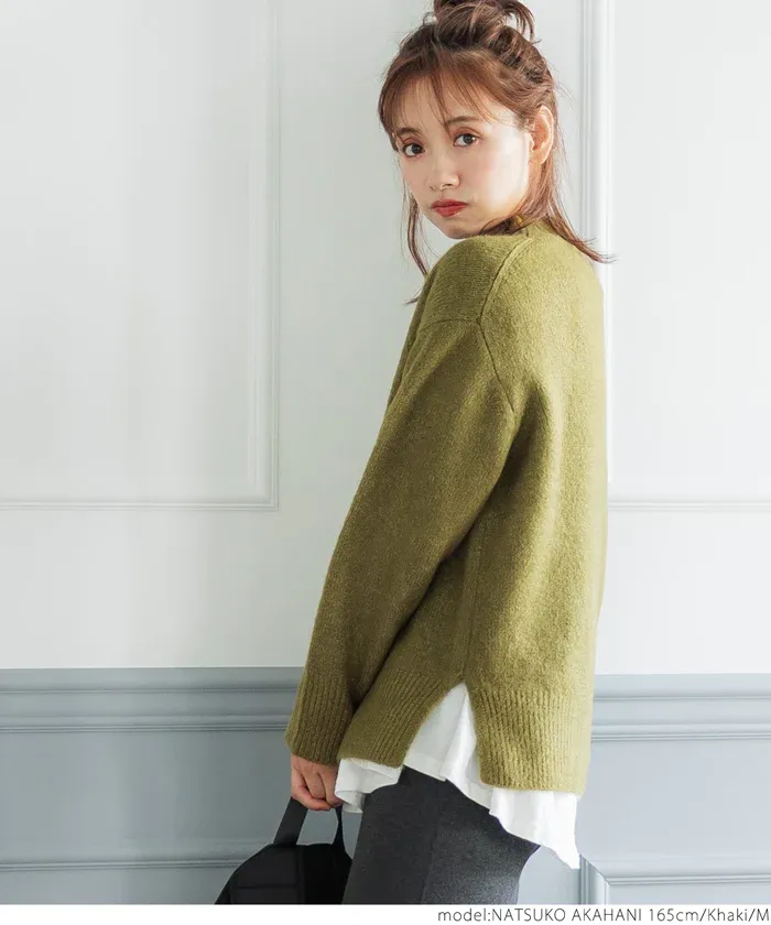 日本 COCA - ふあふあ 柔軟百搭針織毛衣-小立領-淺粉