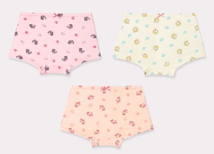 韓國 Mellisse - 韓製莫代爾棉混紡四角褲(女寶)-童話公主-黃X橘X粉-三件組