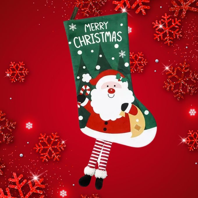 聖誕裝飾品聖誕裝飾襪 - 立體長腿聖誕老公公款 