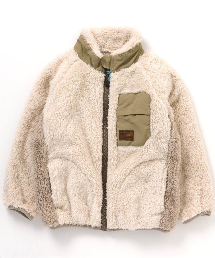 日本 BREEZE - 微立領泰迪熊保暖外套-迷彩-灰綠