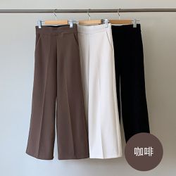 韓國女裝連線 - VETICA (內磨毛)韓製顯瘦小腹收收寬褲-咖啡