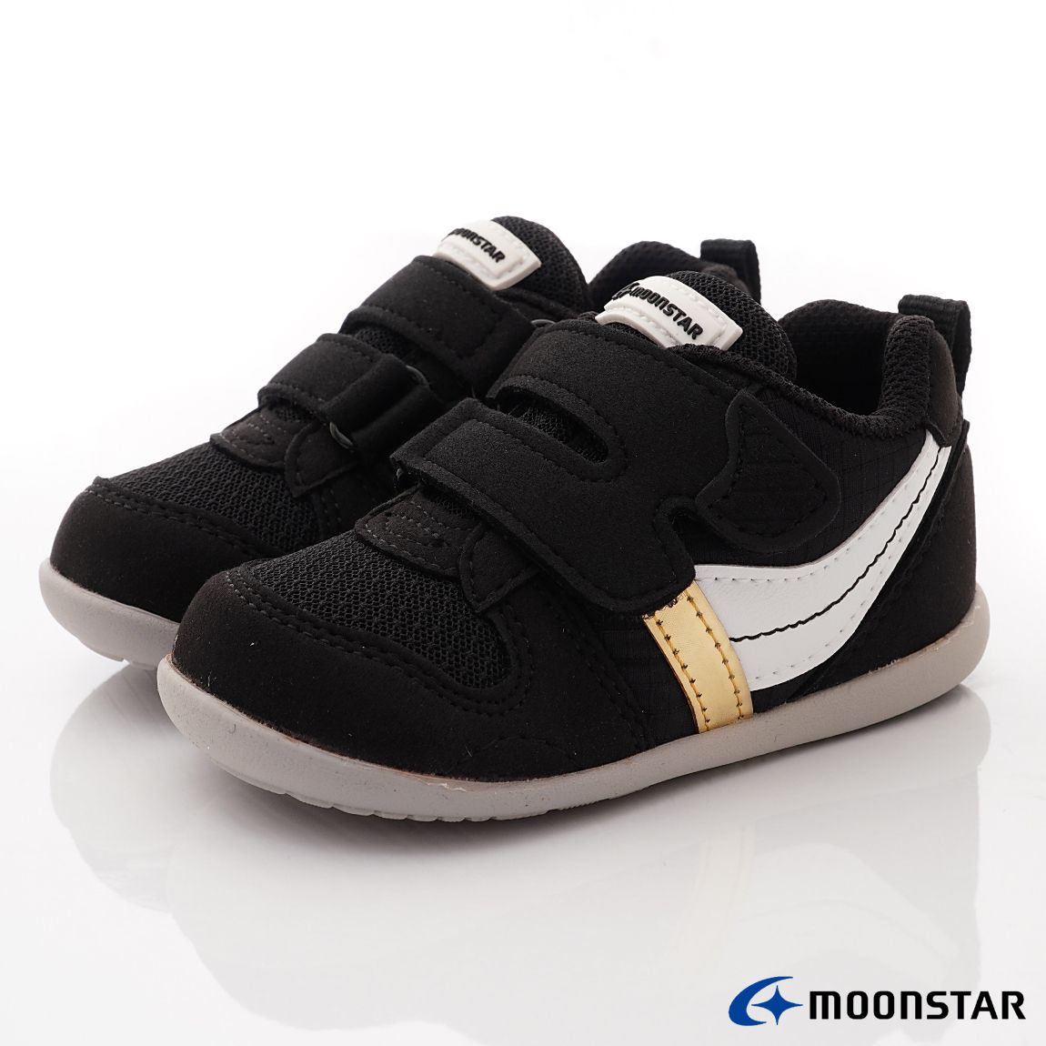 Moonstar日本月星 - HI系列寶寶學步穩健款(寶寶段)-學步鞋-黑金