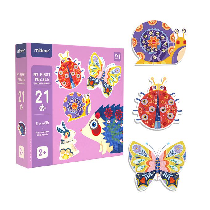 MiDeer - 五合一拼圖-繽紛的動物-21片