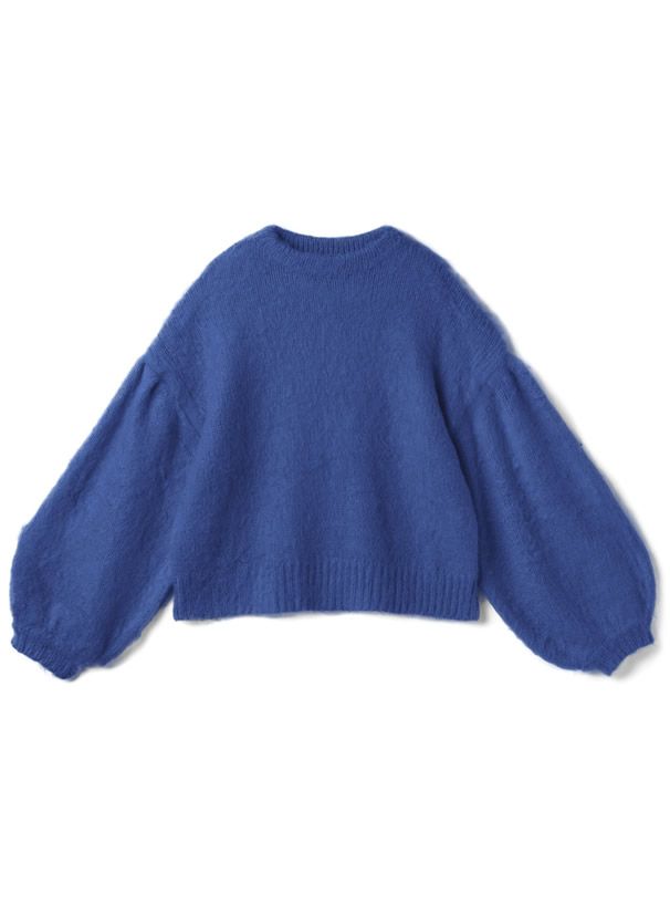 日本 GRL - 圓領短絨氣球袖毛衣-象牙杏 (F)