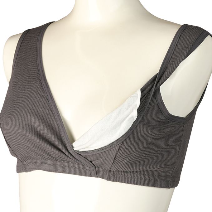 akachan honpo - 半截式羅紋內衣2件組-交叉式開口-深灰色