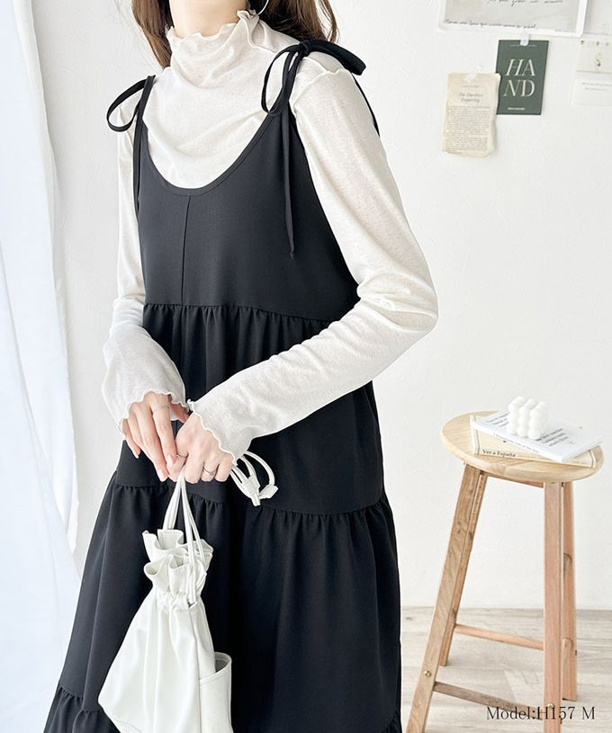 日本 Classical Elf - 前後2way綁帶分層傘狀洋裝-黑