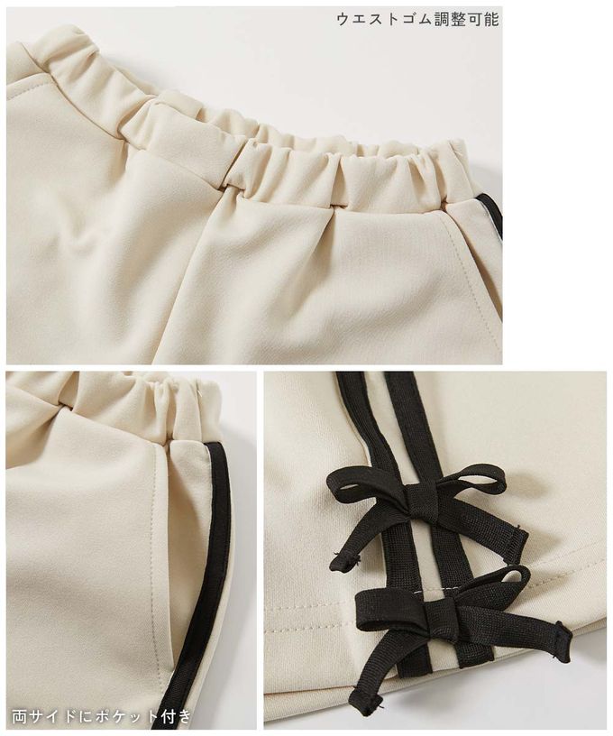 日本 devirock - 可愛側蝴蝶結厚磅短褲-黑