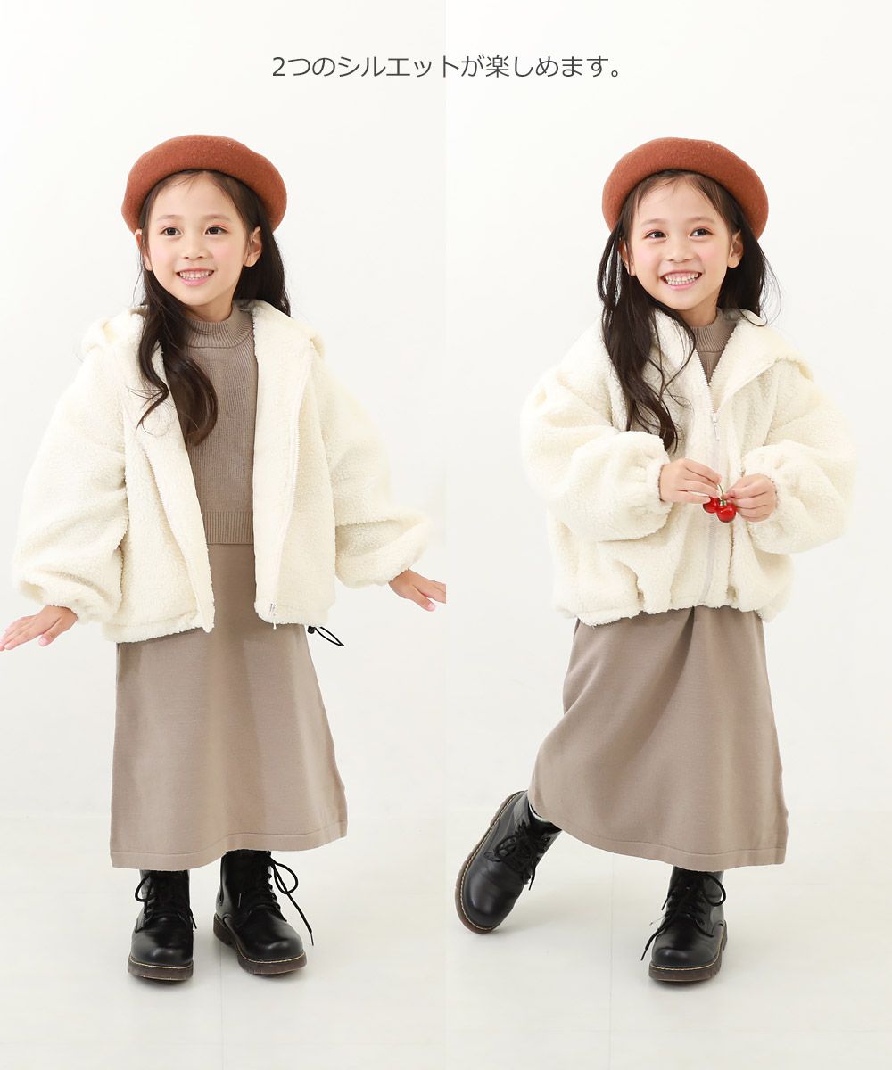 日本 devirock - 泰迪熊毛茸茸可愛連帽外套-米白