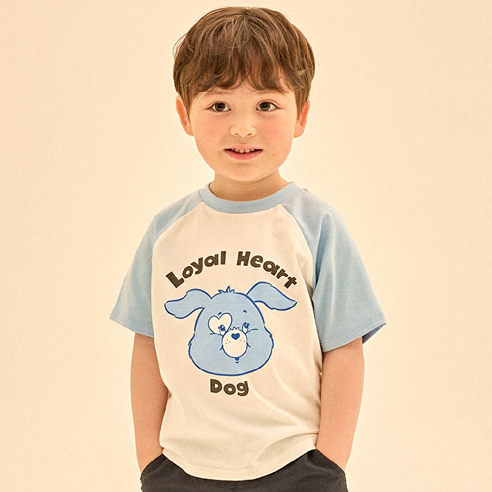 聯名款愛心熊熊狗短袖上衣-天藍