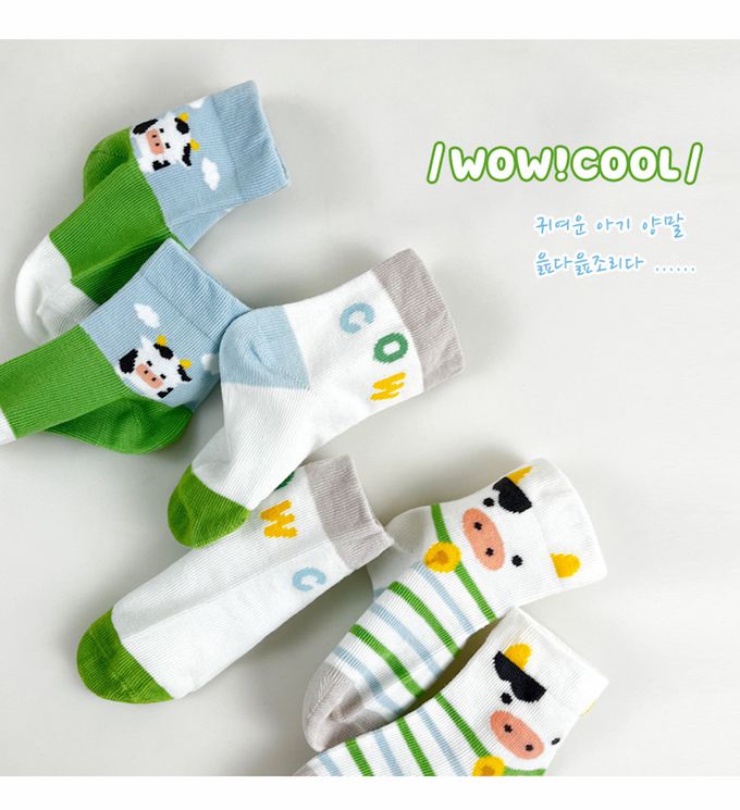 可愛寶寶小乳牛短筒純棉襪