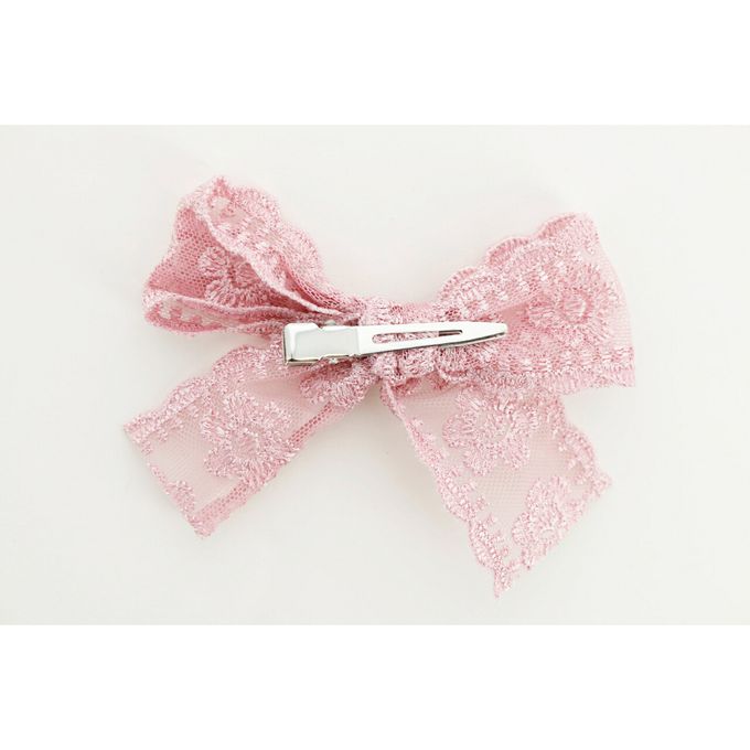 日本 Catherine Cottage - 夢幻蕾絲刺繡蝴蝶夾髮夾(2入組)-米杏