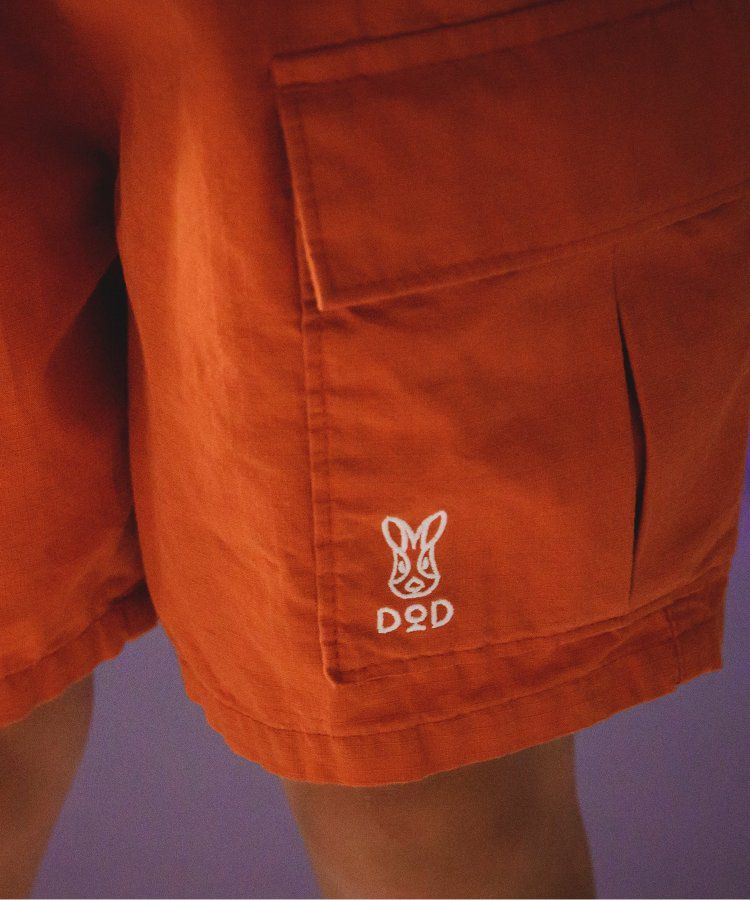 日本 BREEZE - 聯名款 口袋工裝風帥氣4分短褲-撞色-橘藍系