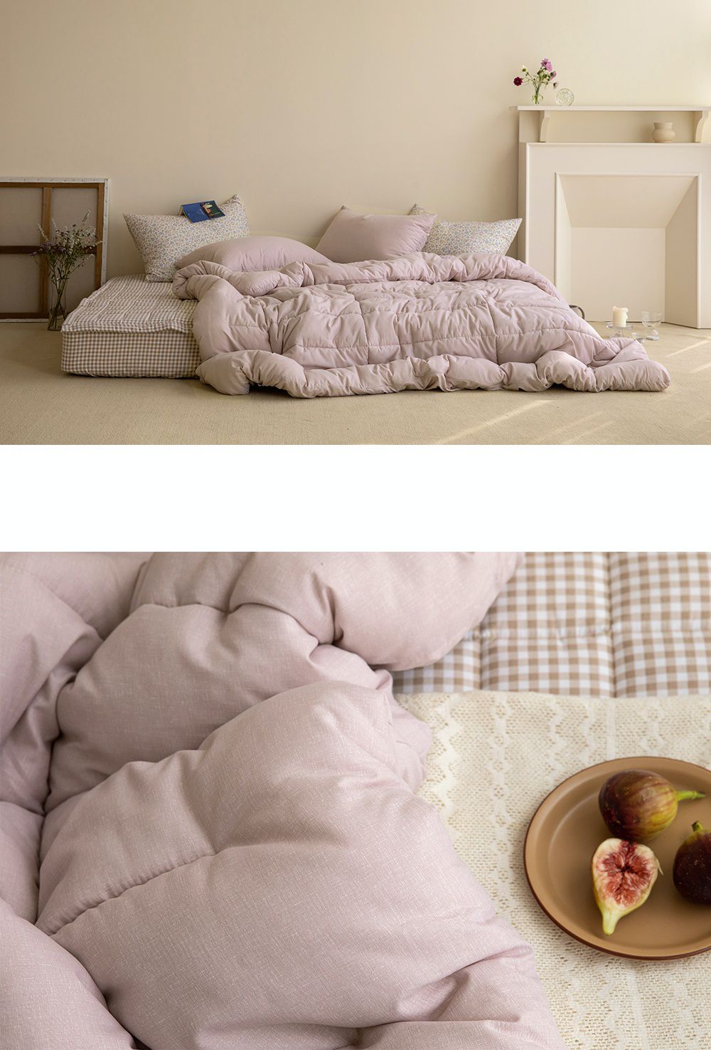 韓國 Maatila - 可水洗超細纖維桃皮感四季被-優格粉