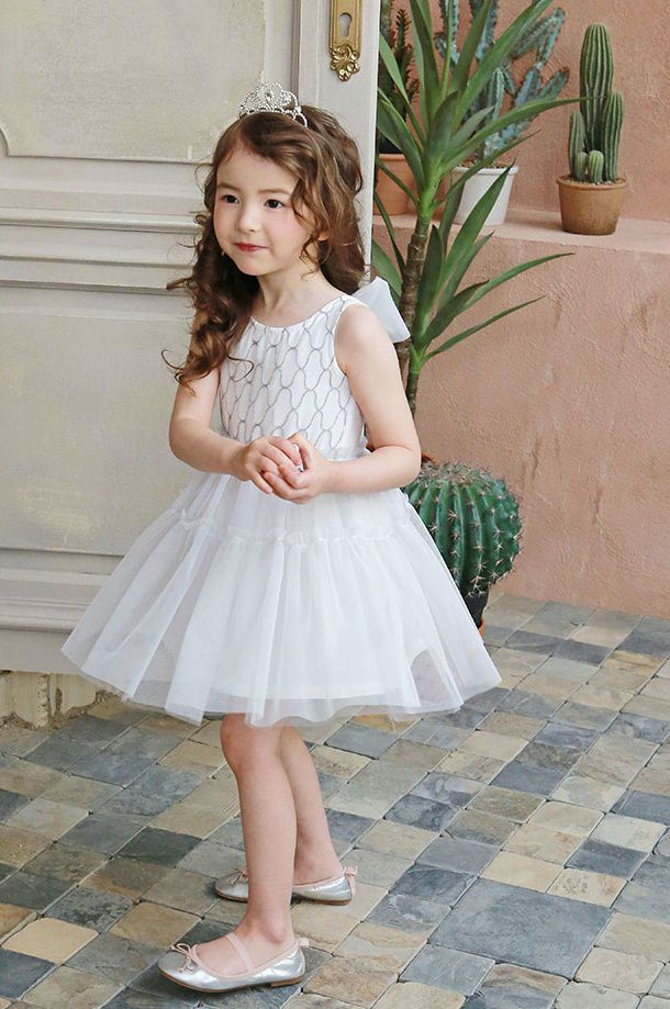 韓國 PuellaFLO - (剩7號)後背大蝴蝶結網紗洋裝-象牙白